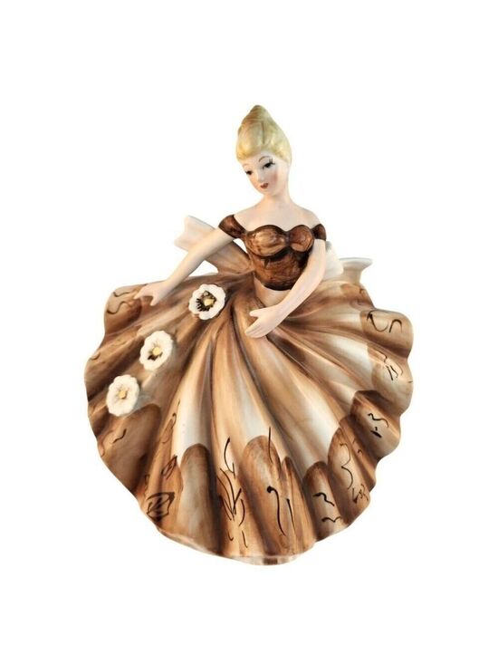Lefton Other - Lefton Vintage Vase Planter Brown Dress Blonde Made in Japan